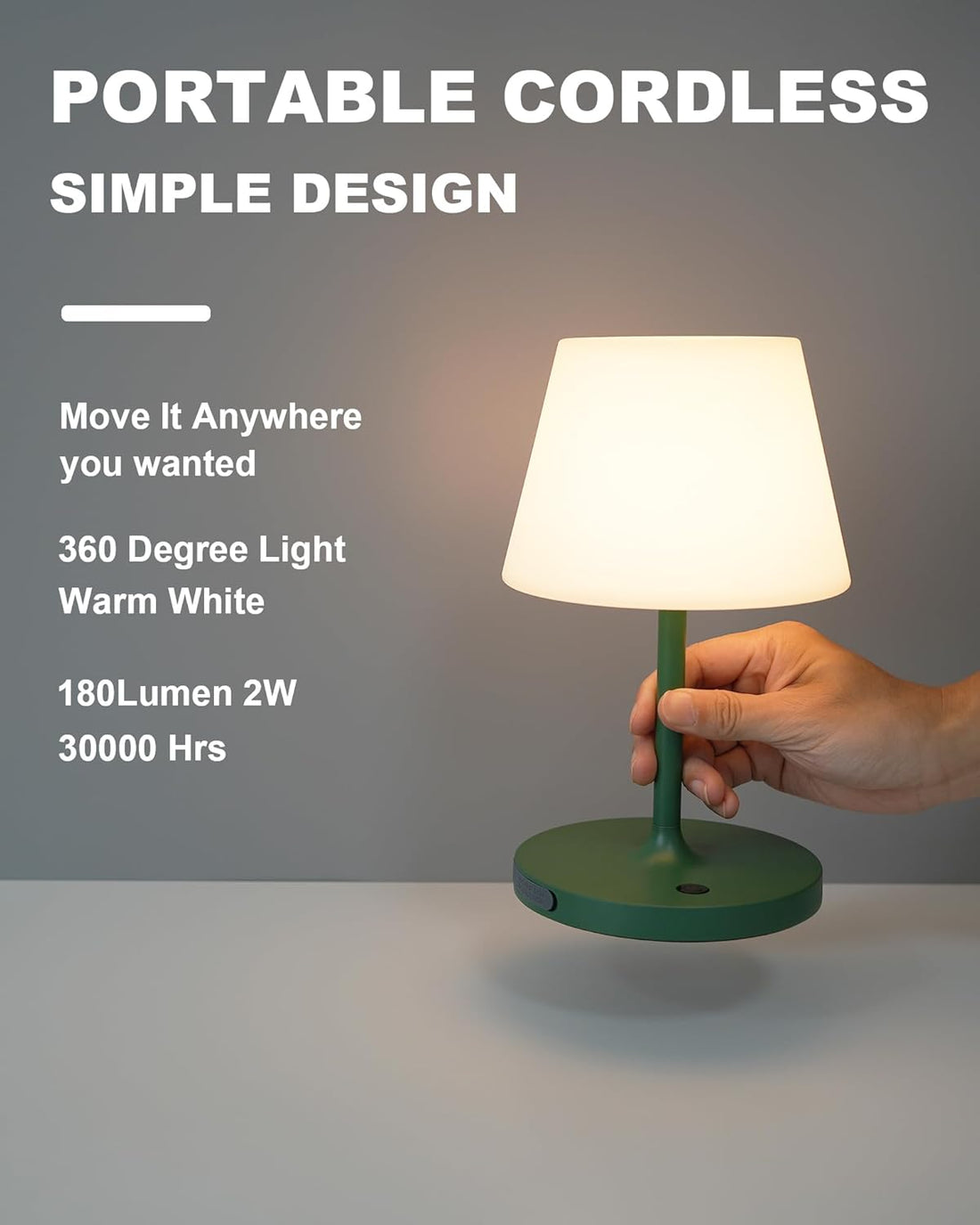 Outdoor Battery Operated Table Lamp Waterproof, 4000mAh Cordless Rechargeable, Touch Dimmable Desk Lamp, LED Night Light for Patio Camping Restaurant Home, H9.6in, Wood Grain